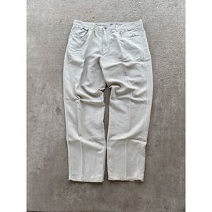 Vintage Tommy Bahama Pants Mens 40 Beige Flat Front Tencel Cotton Relaxed Casual
